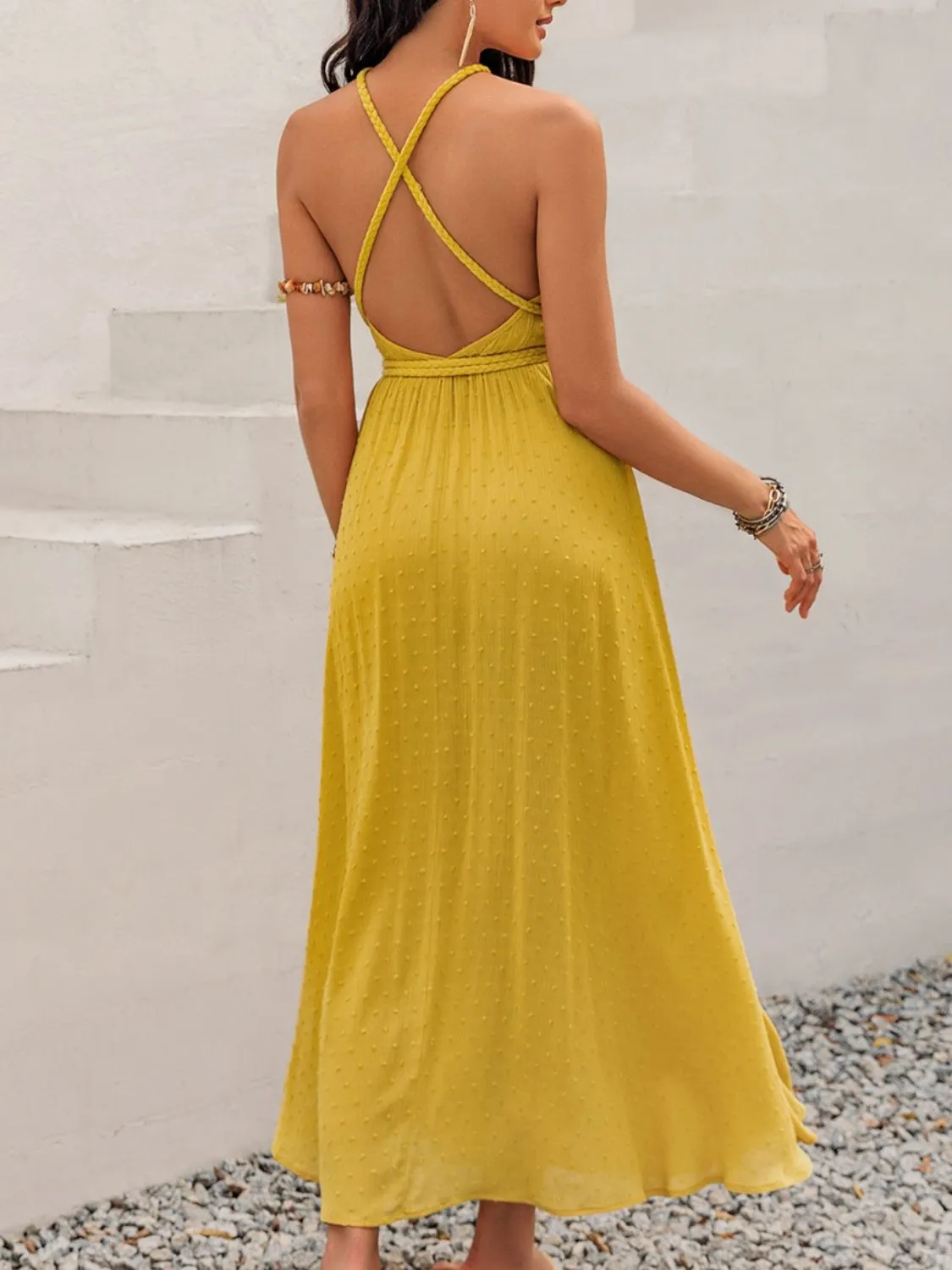 🌟 Swiss Dot Backless Sleeveless Maxi Dress 🌟