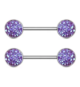 14G Blurple Druzy Nipple Ring Barbell