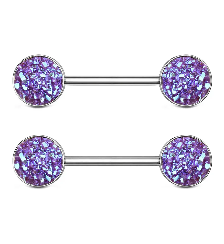 14G Blurple Druzy Nipple Ring Barbell