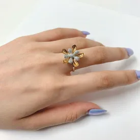 14K Gold and Diamond Flower Ring