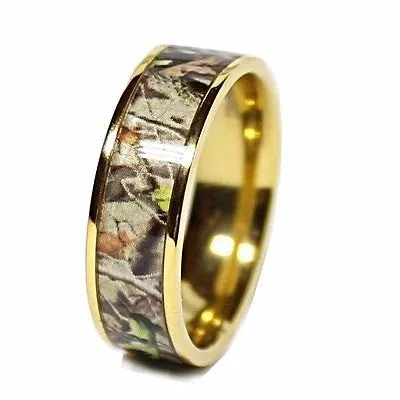 14K Gold Camo Ring Camouflage Wedding Band