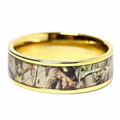 14K Gold Camo Ring Camouflage Wedding Band