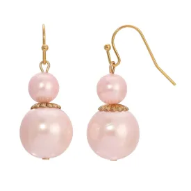 1928 Jewelry Pink Faux Pearl Dangle Earrings