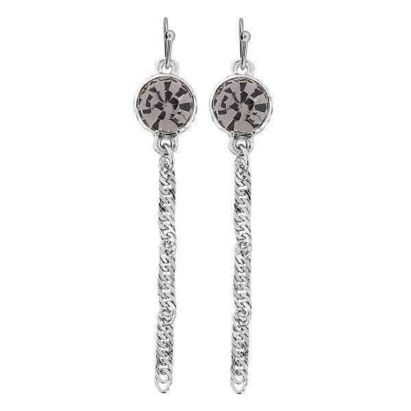 1928 Jewelry Round Euro Crystal Twisted Chain Linear Earrings