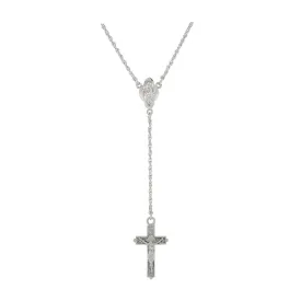 1928 Jewelry Silver Mother Mary And Crucifix Cross Y-Necklace 20"