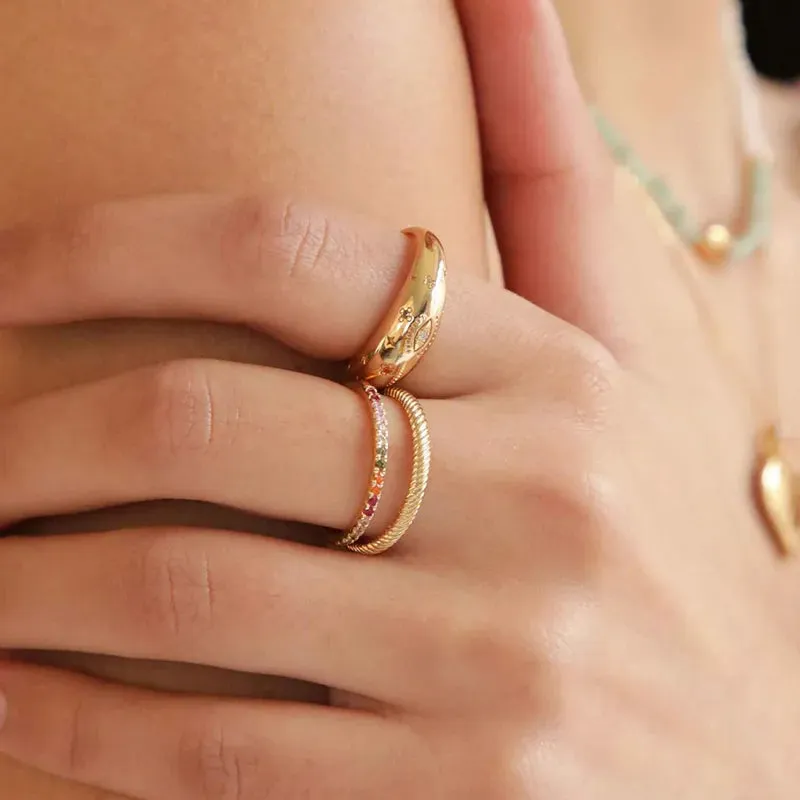 24k Gold-Plated Minimalist CZ Band Rings