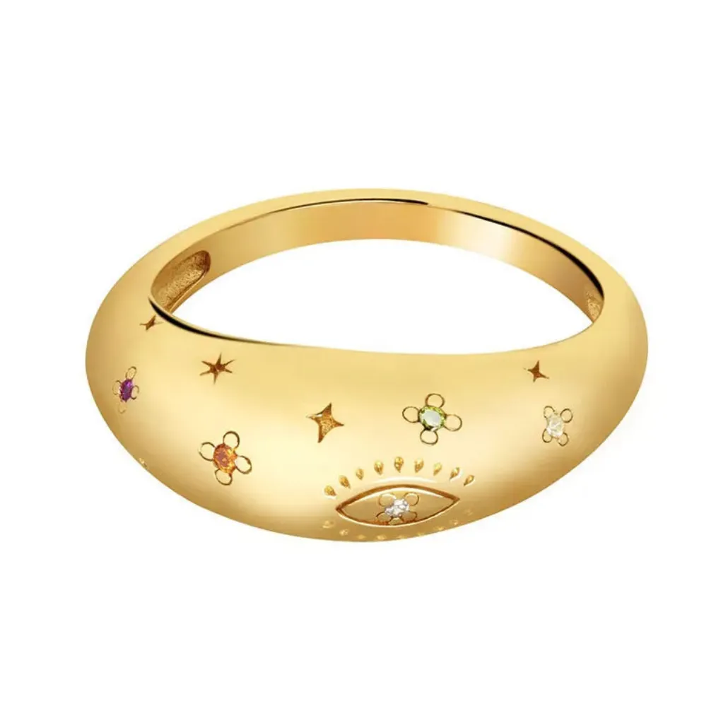 24k Gold-Plated Minimalist CZ Band Rings