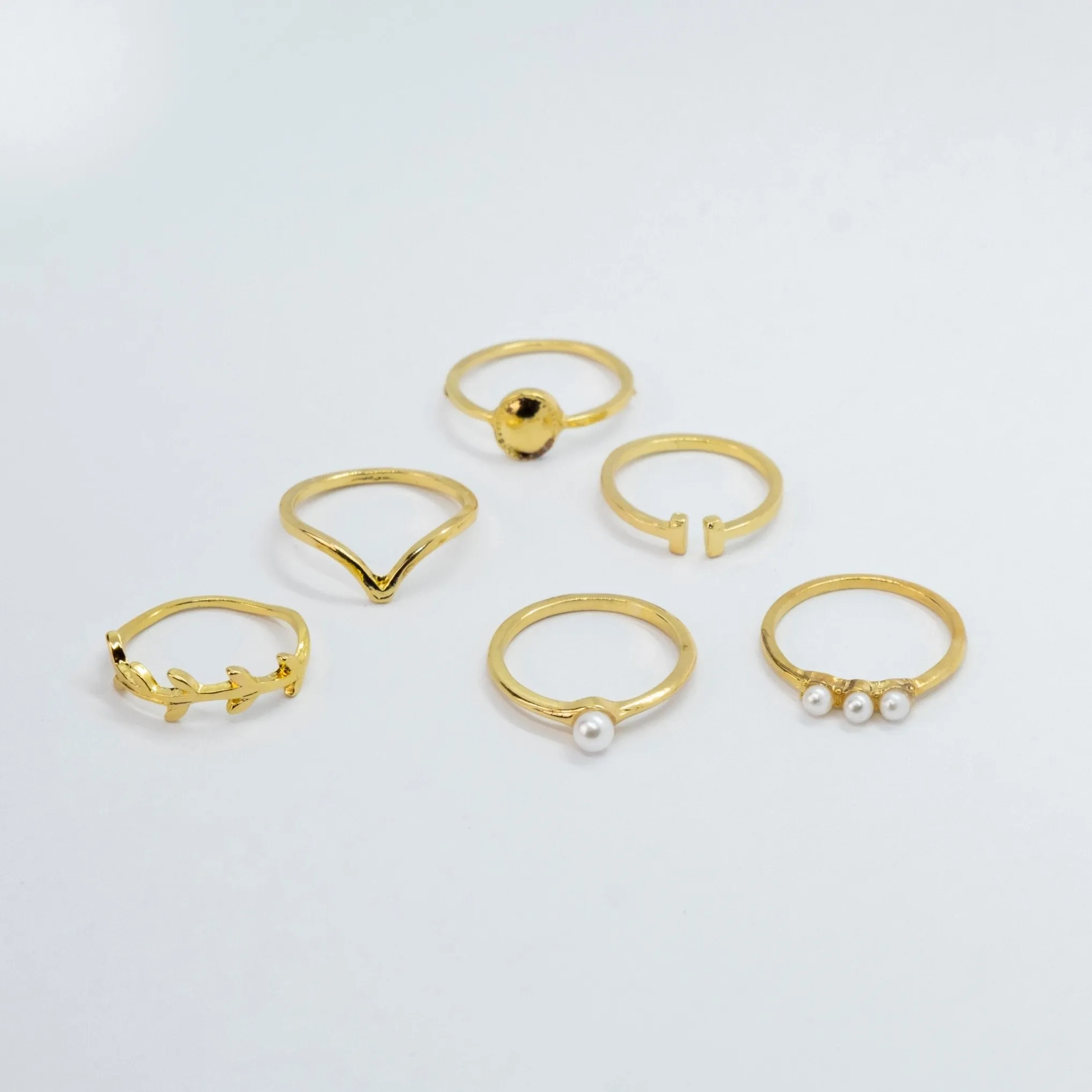 6 Piece Gold Plated Oxidised Bohemian Vintage Tribal Stacking Retro Ring Set