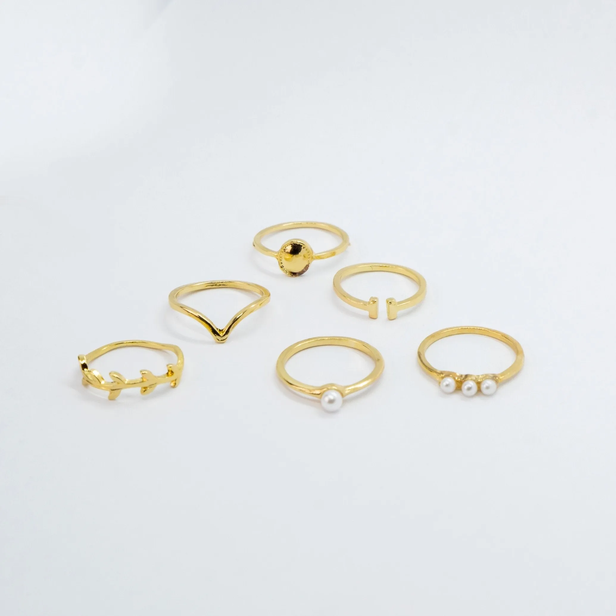 6 Piece Gold Plated Oxidised Bohemian Vintage Tribal Stacking Retro Ring Set