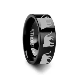 Animal Tiger Print Engraved Flat Black Tungsten Ring - 4mm - 12mm