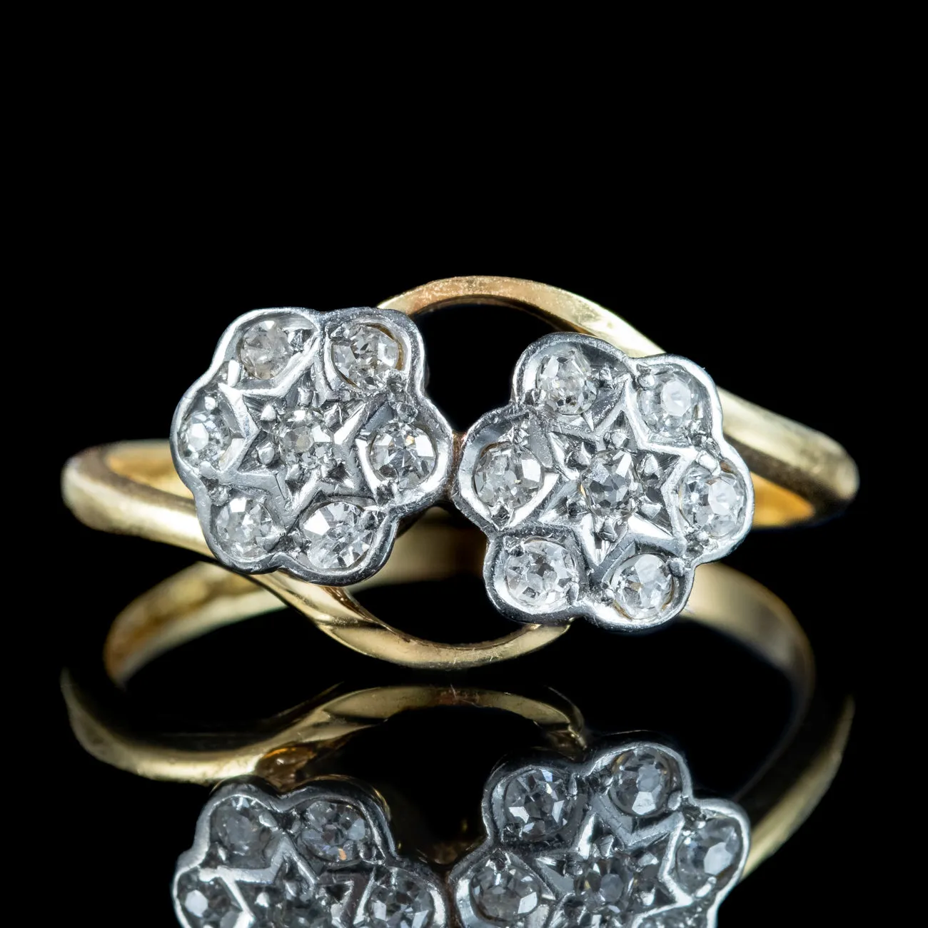 Antique Edwardian Diamond Toi Et Moi Flower Ring Dated 1915