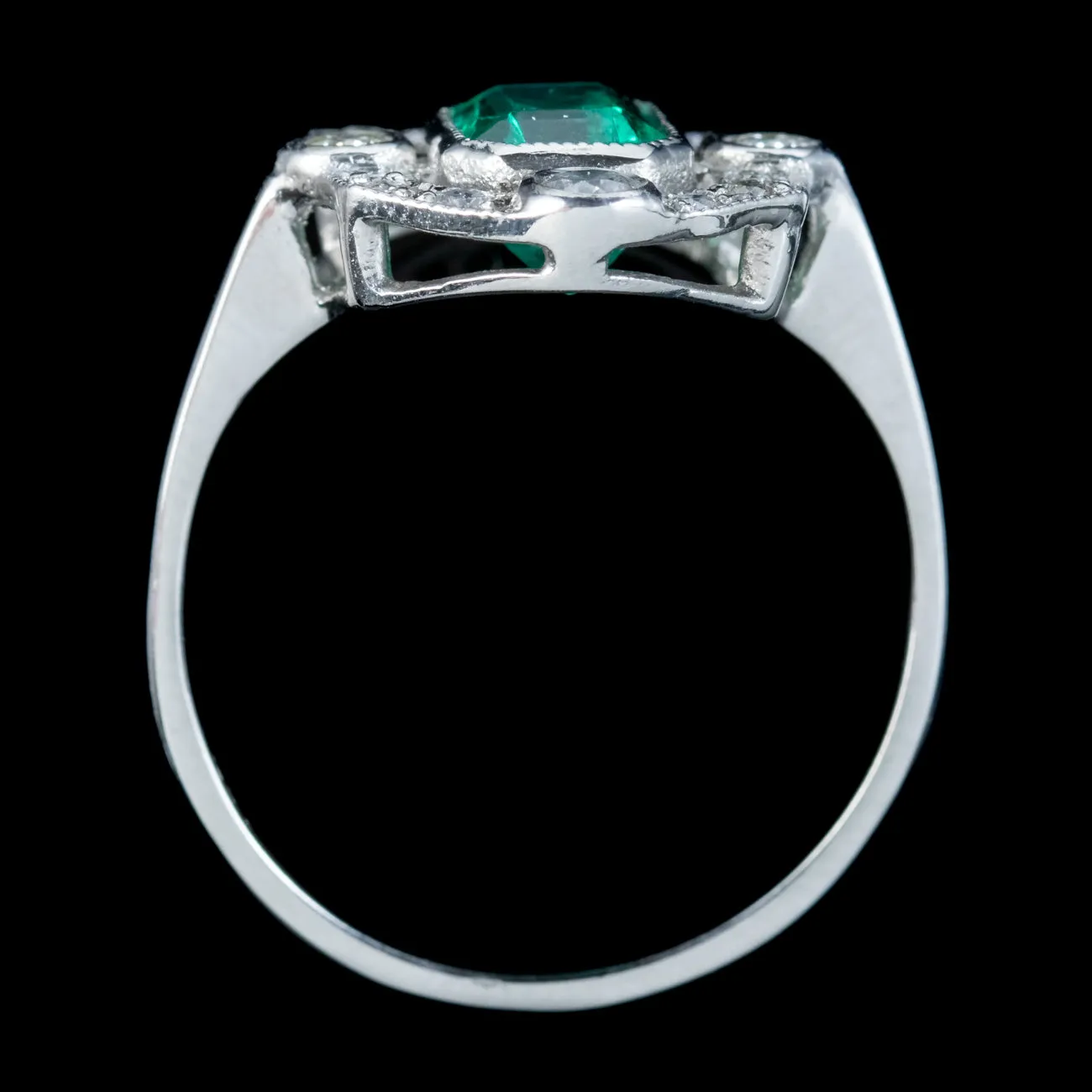 Art Deco Style Emerald Diamond Ring 1.20ct Emerald