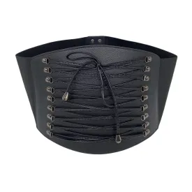 AYA - Women's Wide Black Corset Belt