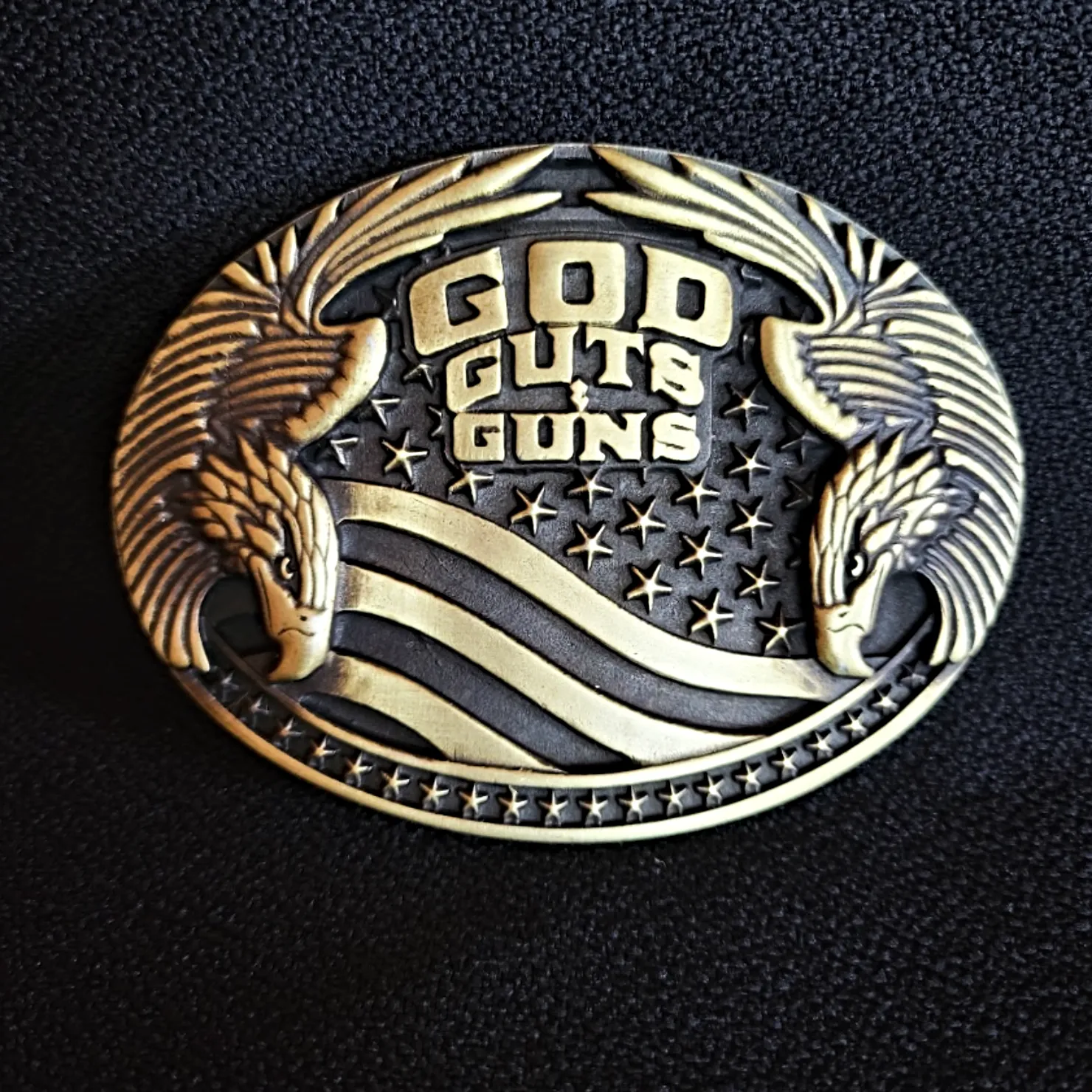 Belt Buckle the "God, Guts & Guns" by Montana Silversmiths A856