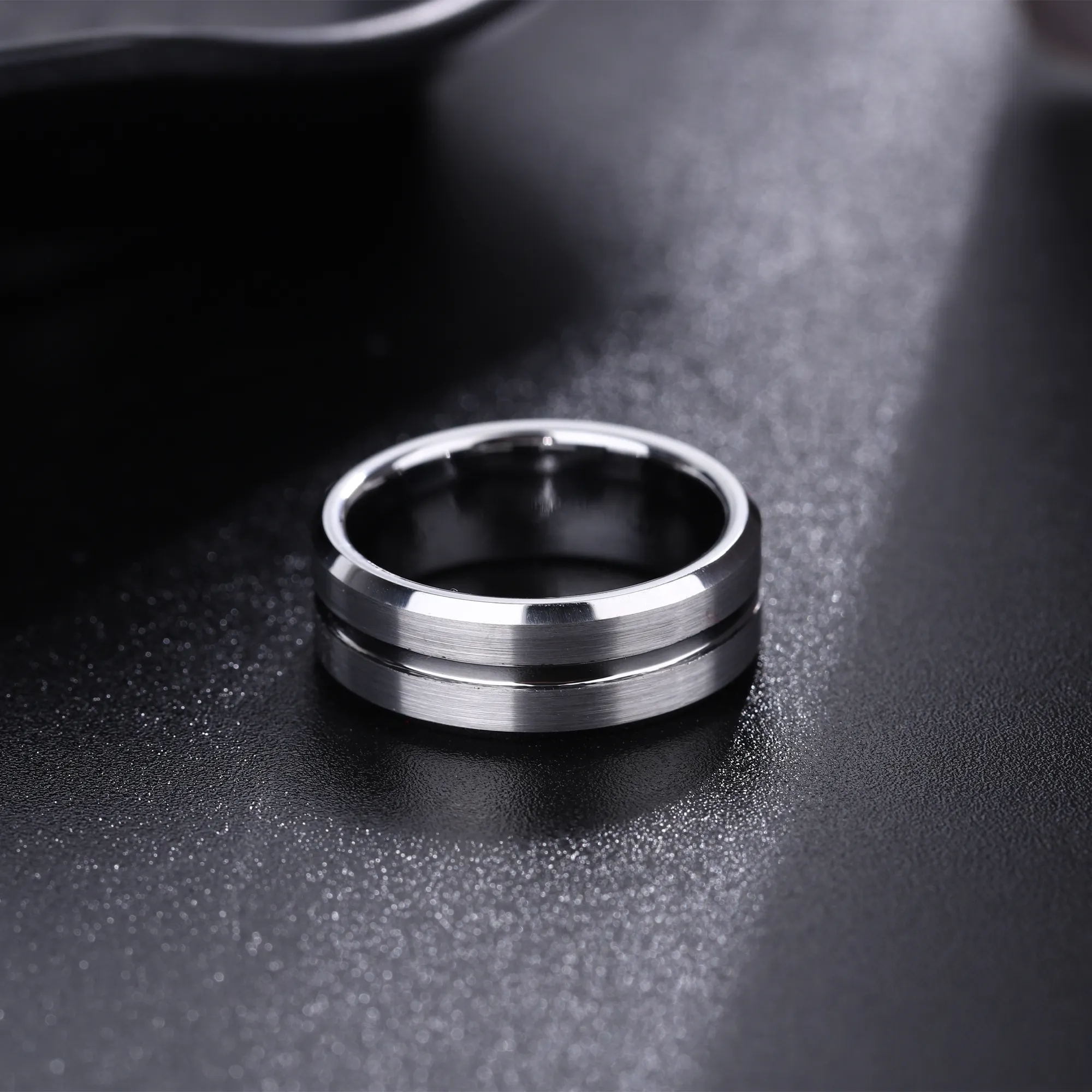 Black Silver Tungsten Wedding Ring KCLR 9