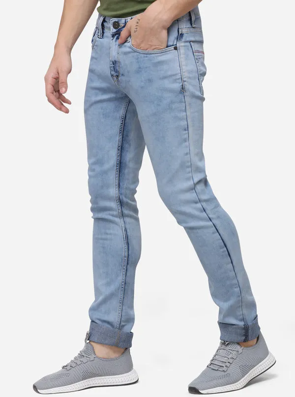 Blue Solid Narrow Fit Jeans | Greenfibre