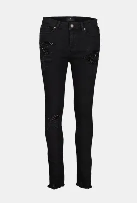 Bohemian Fantasy 5 Pocket Jean with Sequins in Black