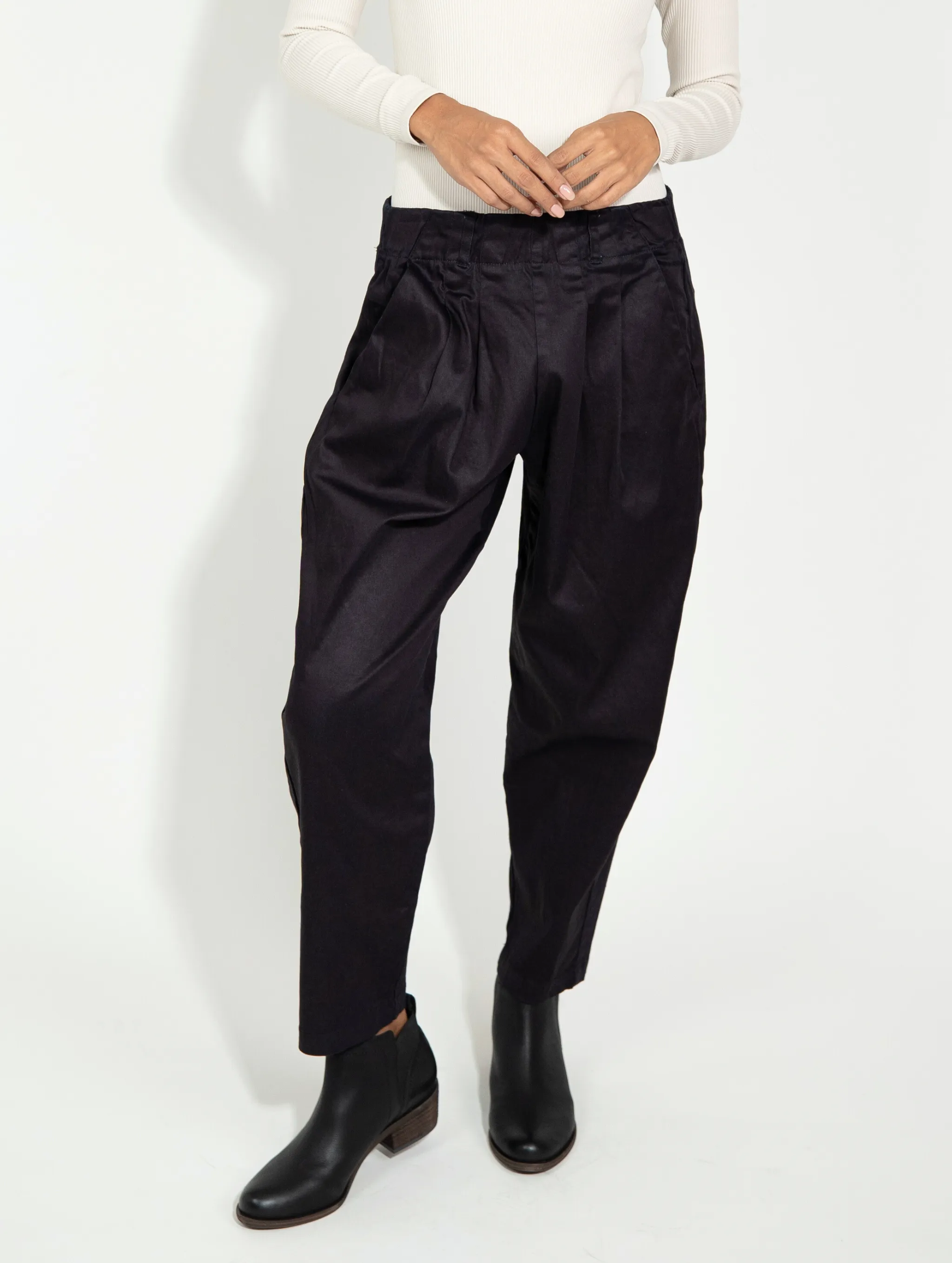 Bowery Pull On Balloon Pant - Shiny Indigo Denim