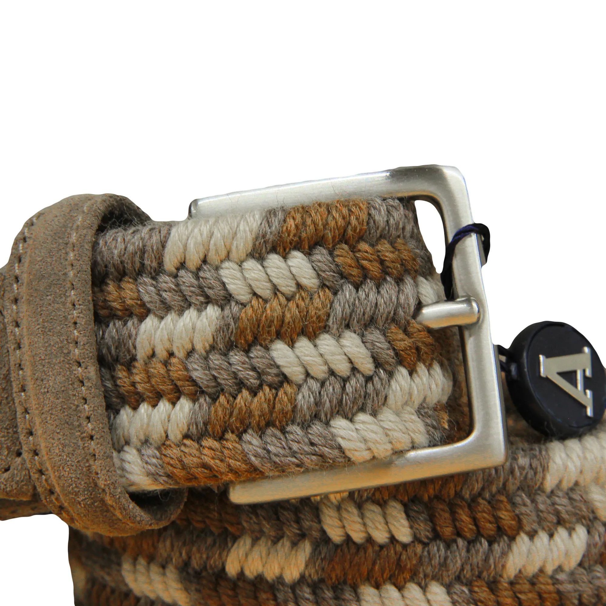 Brown & Cream Multicolour Cashmere-Wool Woven Stretch Belt - Anderson's