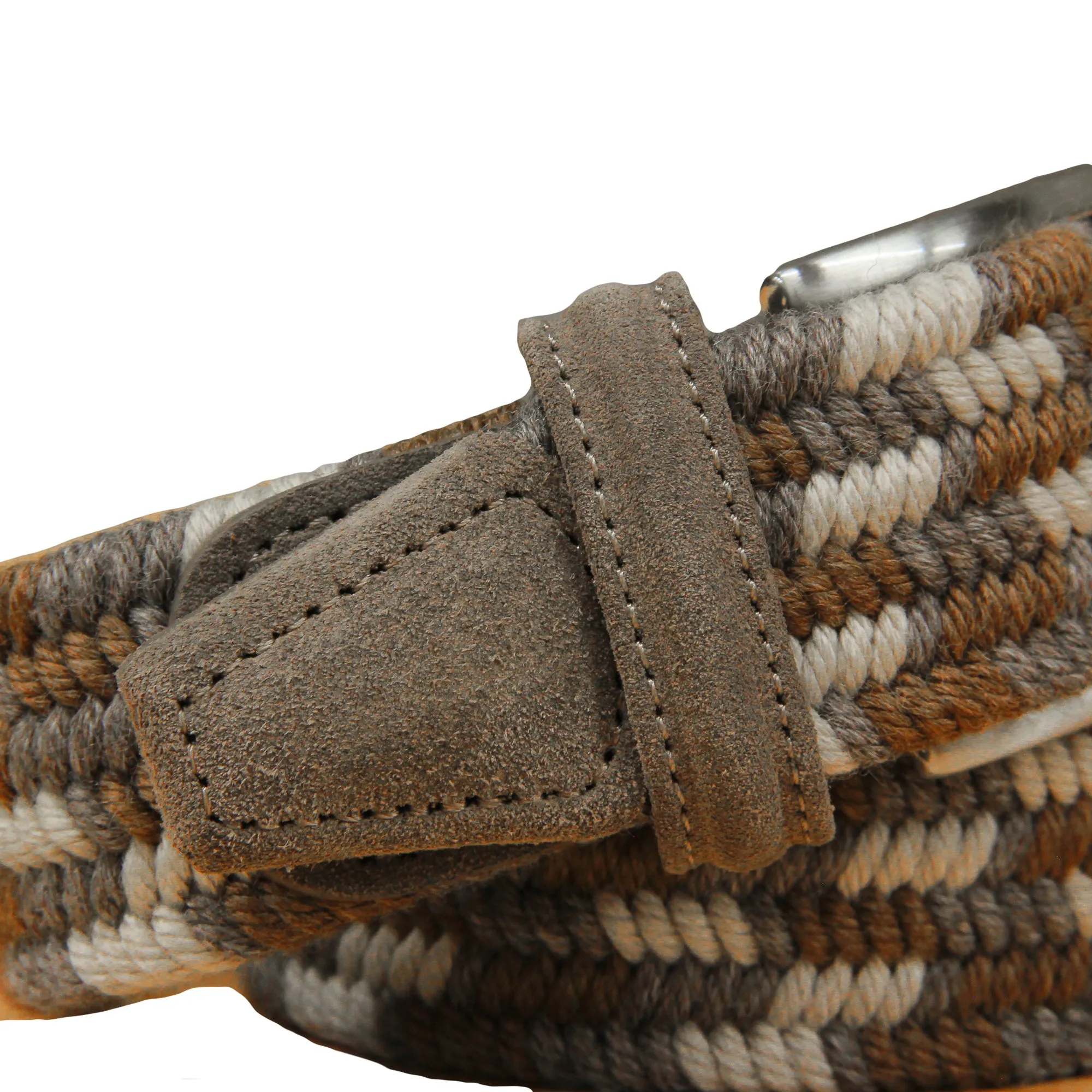 Brown & Cream Multicolour Cashmere-Wool Woven Stretch Belt - Anderson's