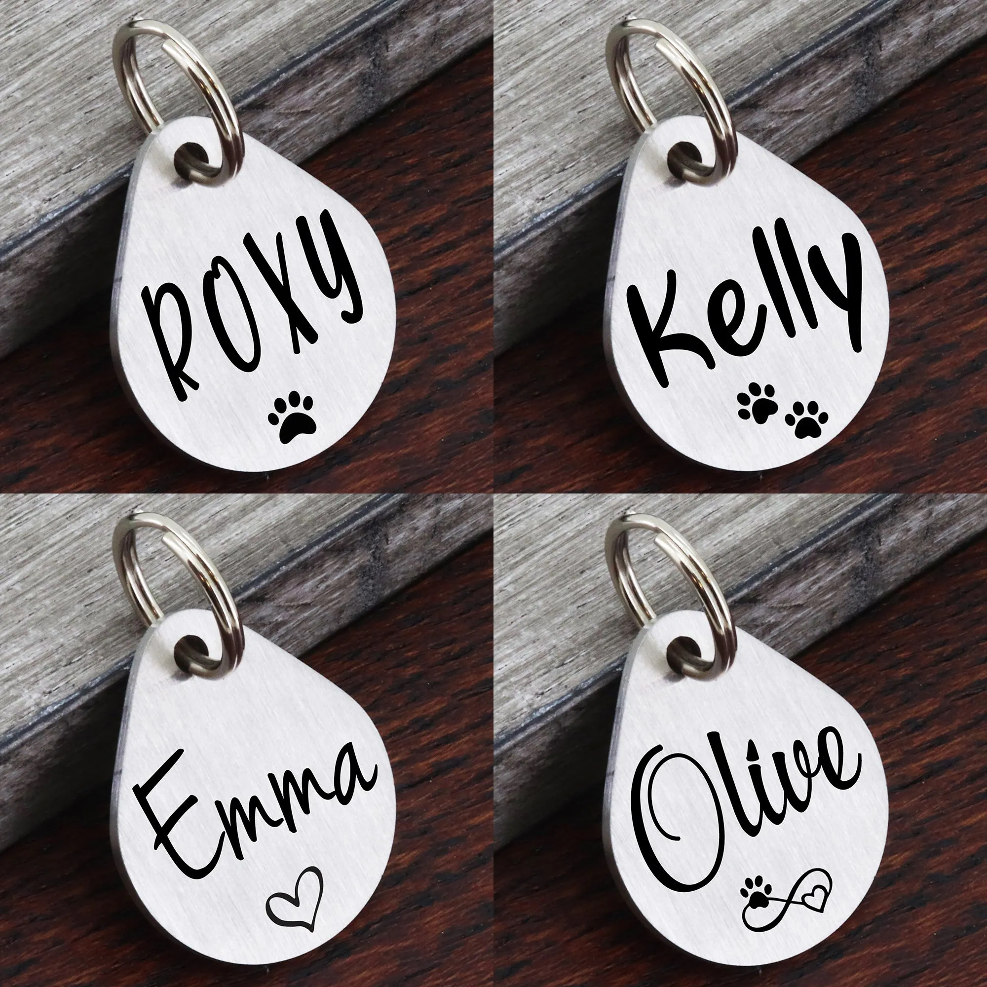 Brushed Teardrop Shape Dog Tag