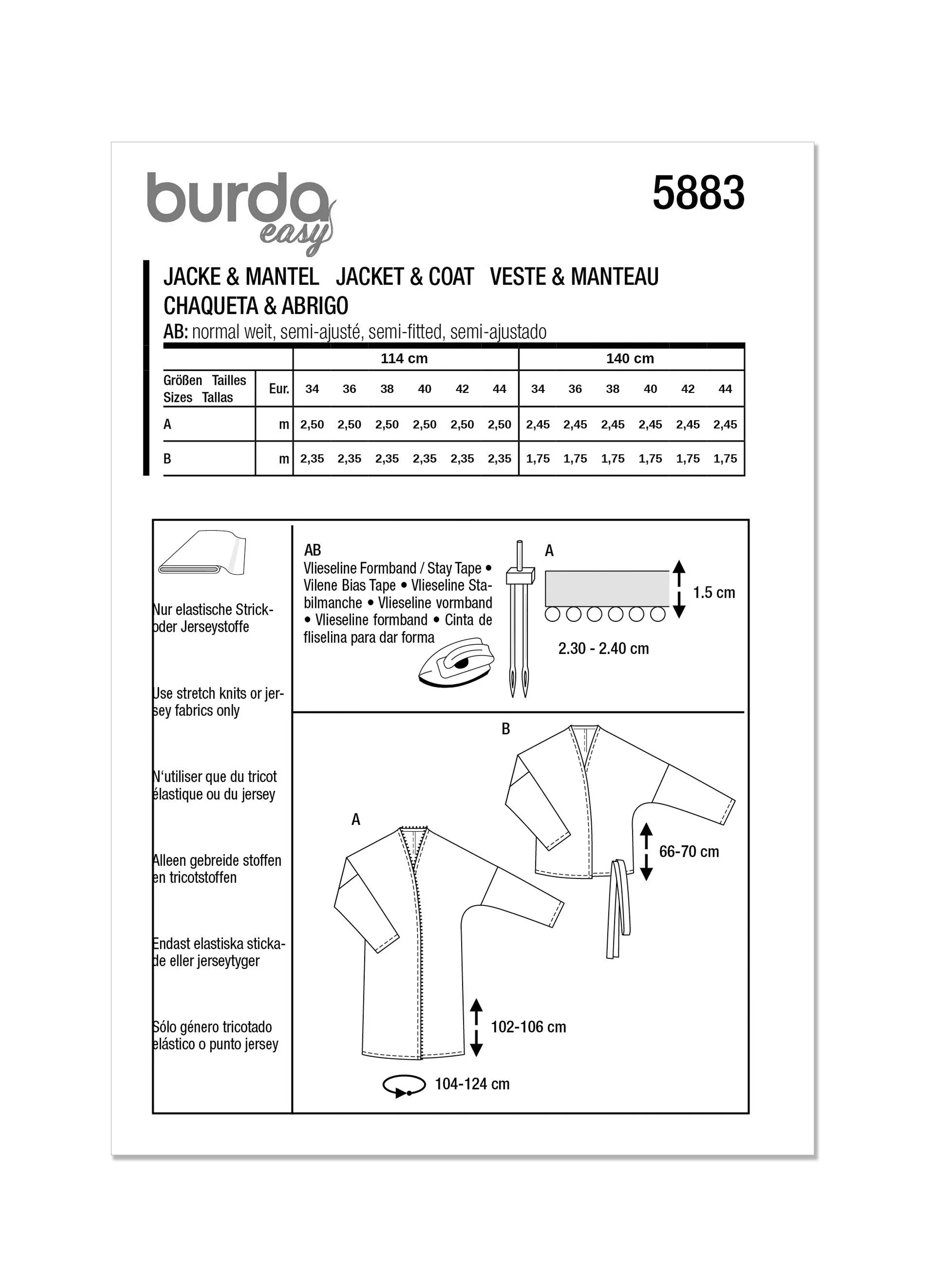 Burda Pattern 5883 Misses' Jacket