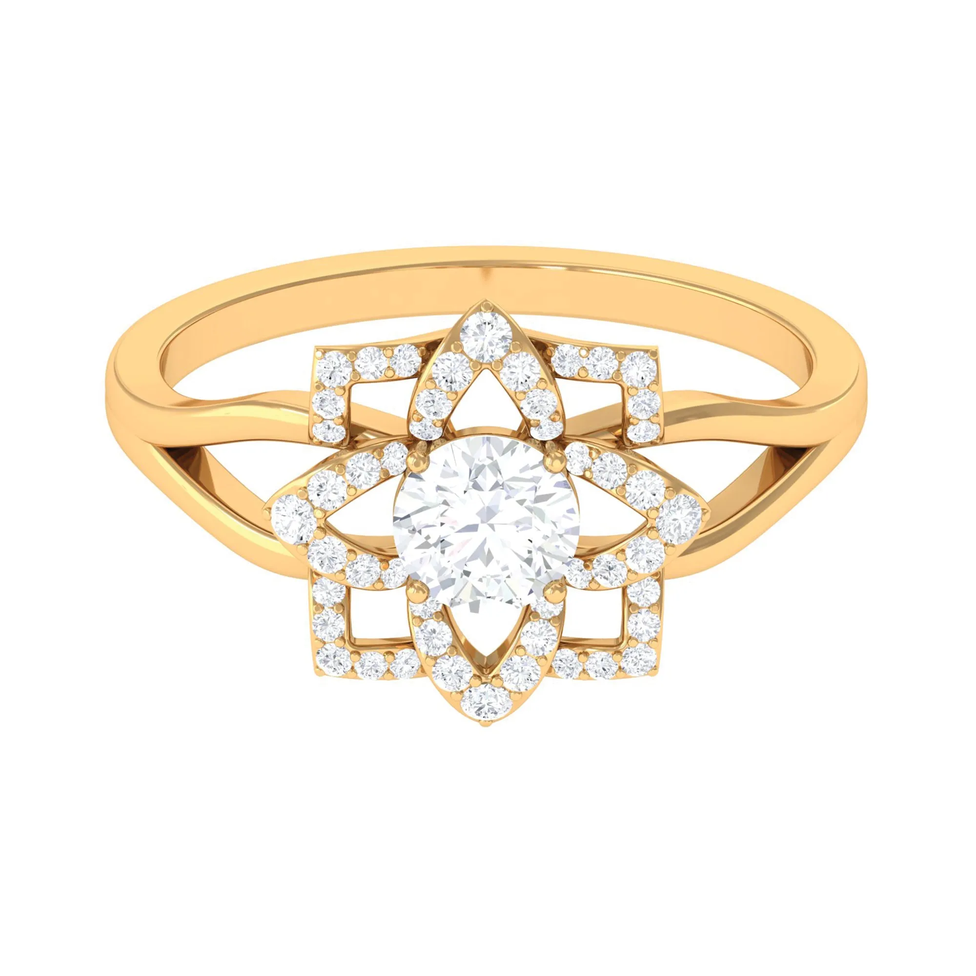 Certified Moissanite Floral Cocktail Ring