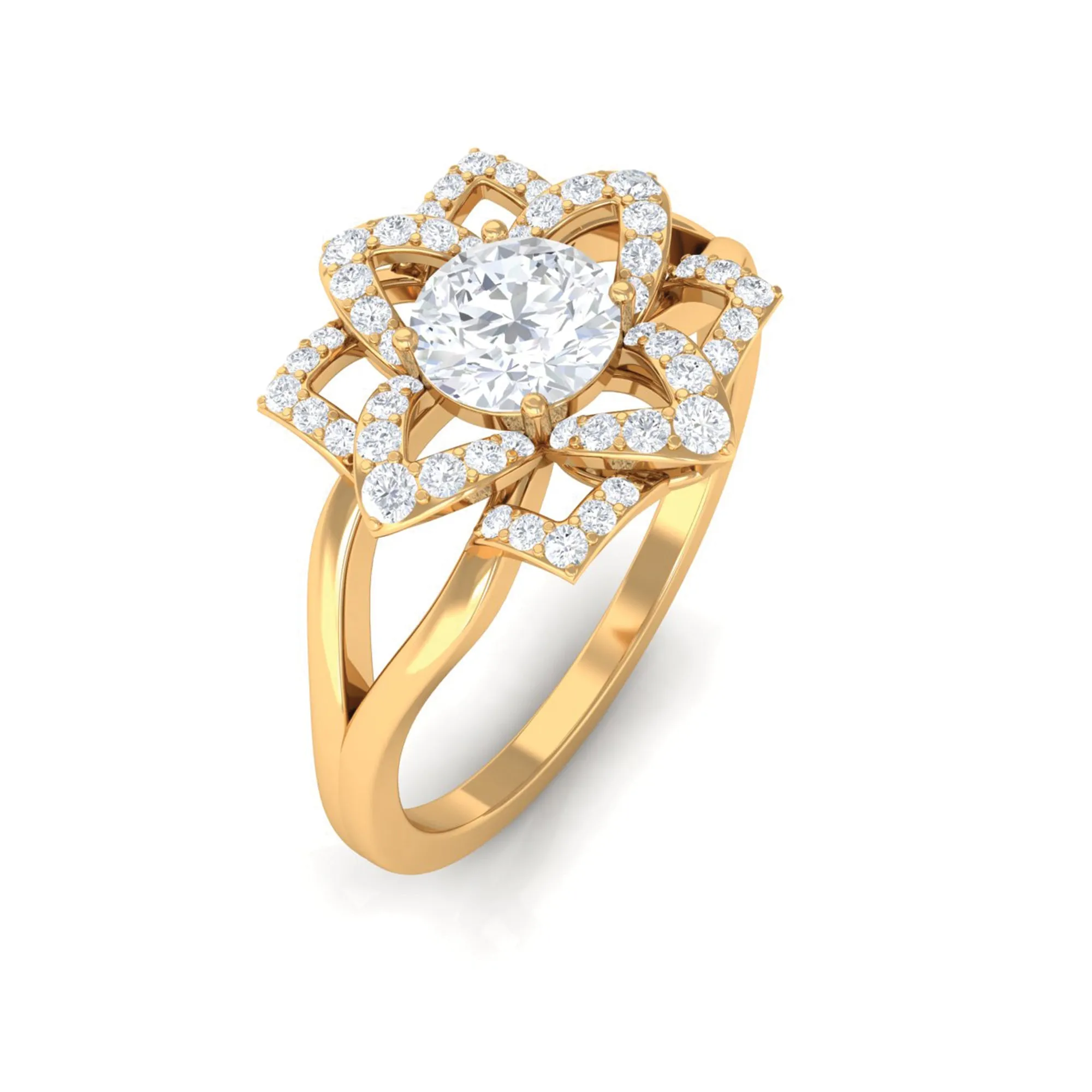 Certified Moissanite Floral Cocktail Ring