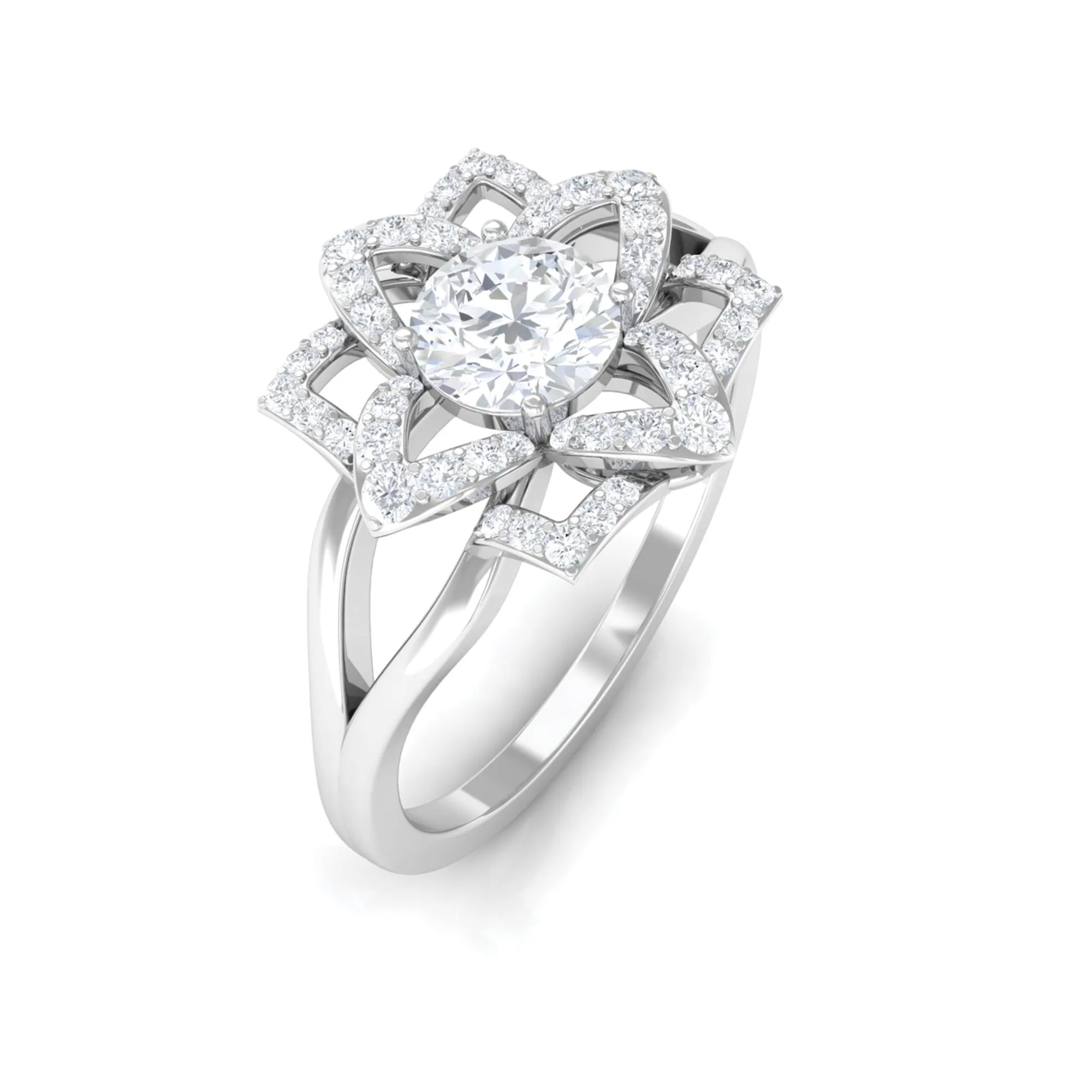 Certified Moissanite Floral Cocktail Ring