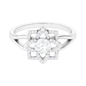 Certified Moissanite Floral Cocktail Ring