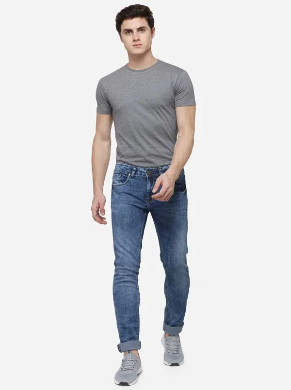 Cornet Blue Narrow Fit Solid Jeans | Greenfibre