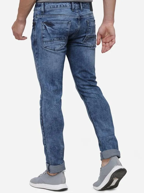 Cornet Blue Narrow Fit Solid Jeans | Greenfibre