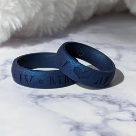 Custom Engraved Silicone Rings in Sapphire Blue and More Colours