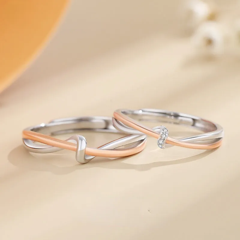 Cute Twisted Couple Wedding Rings for Two