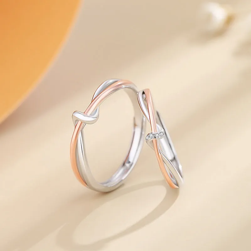 Cute Twisted Couple Wedding Rings for Two