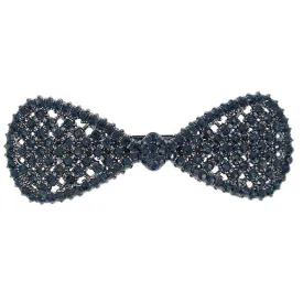 Dark Blue Rhinestone Princess Hair Barrette Bow