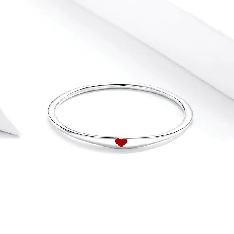 Delicate Sterling Silver Minimalist Love Heart Rings