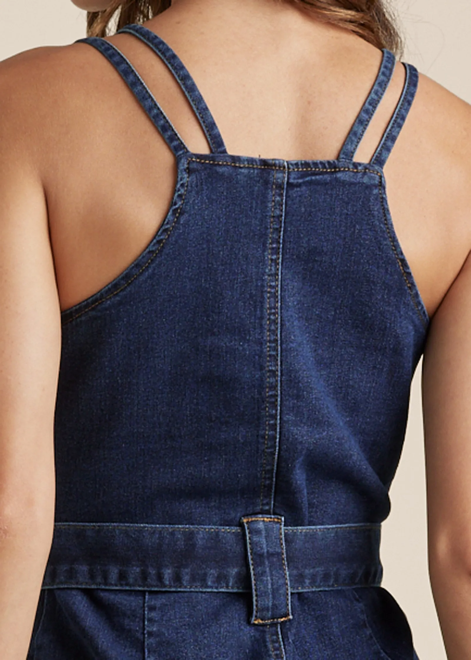 Denim Dress With Zipper - Dark Wash