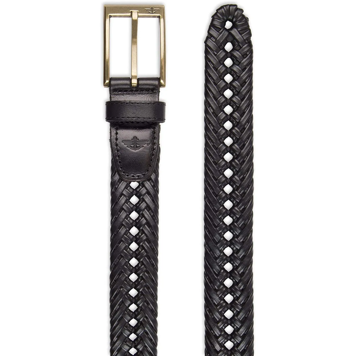 Dockers Men's Leather Braided Casual and Dress Belt | Color Black Glazed