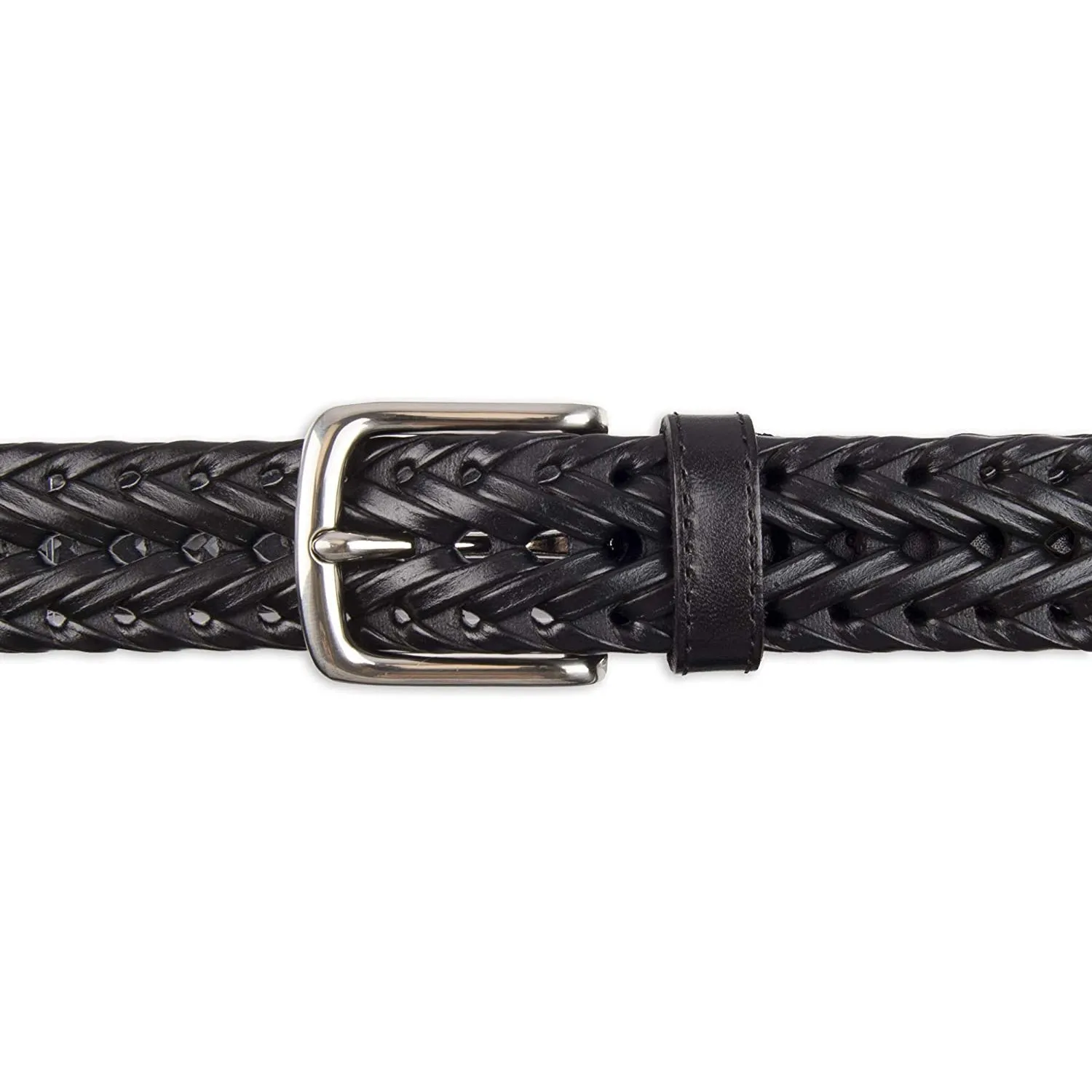 Dockers Men's Leather Braided Casual and Dress Belt | Color Black Woven