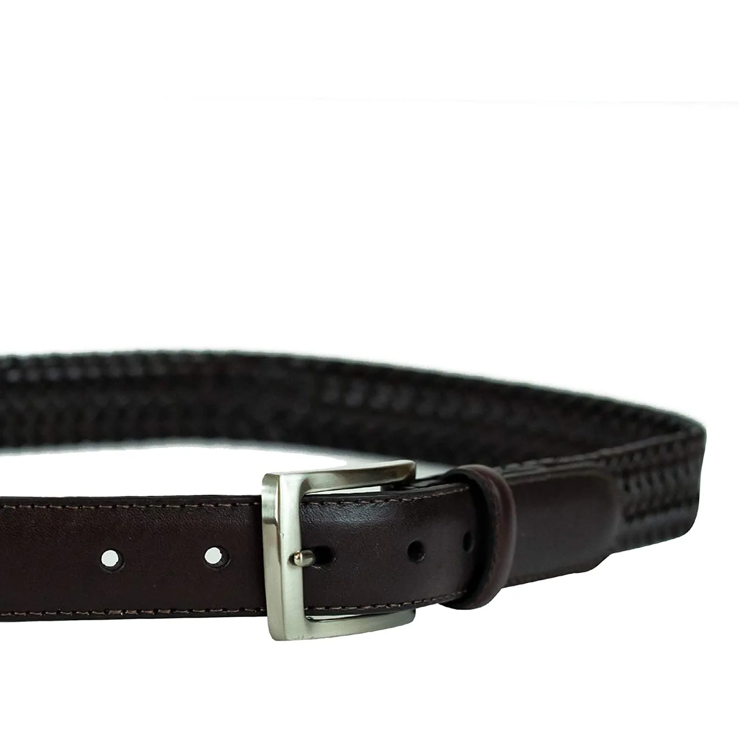 Dockers Men's Leather Braided Casual and Dress Belt | Color Brown Stretch