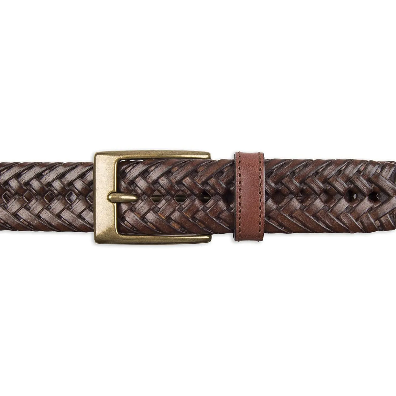 Dockers Men's Leather Braided Casual and Dress Belt | Color Tan Glazed