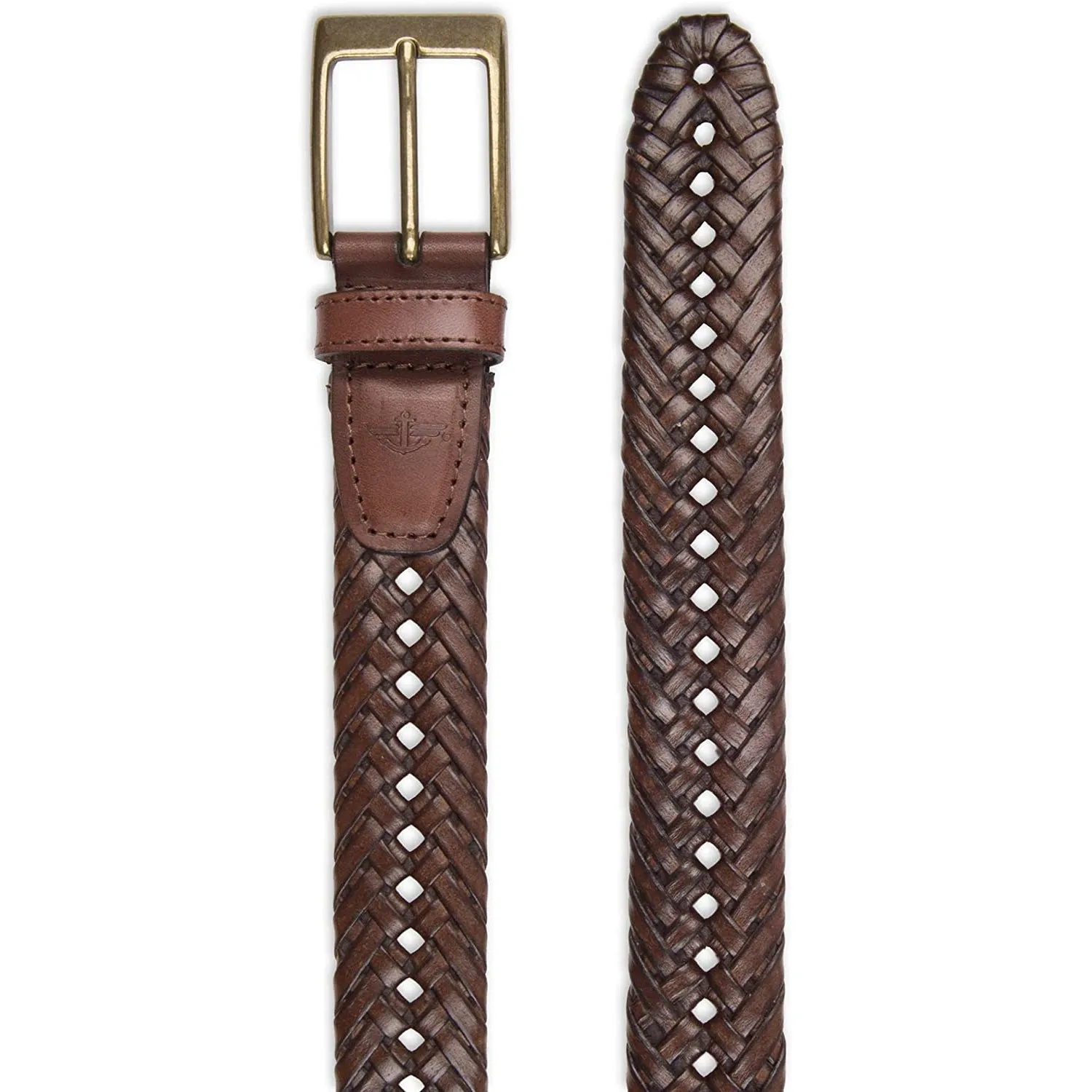 Dockers Men's Leather Braided Casual and Dress Belt | Color Tan Glazed