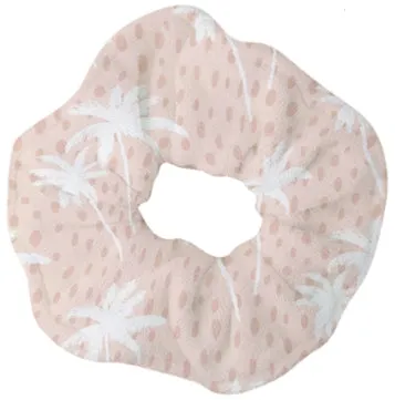 Dotted Palm Tree on Pink Scrunchie, Set of 2