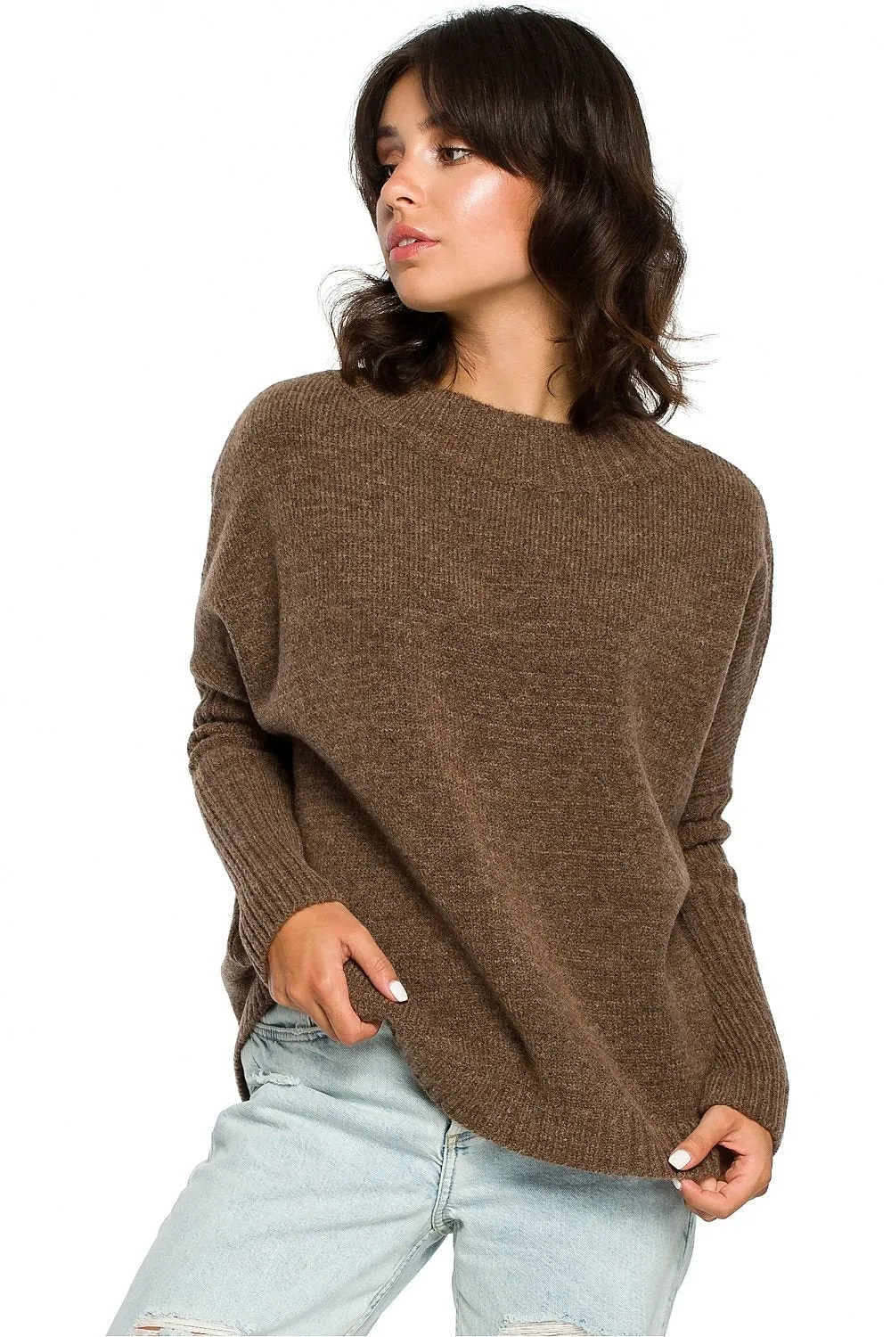 Elegant Kimono Sleeve Knit Sweater - Versatile Jumper BE