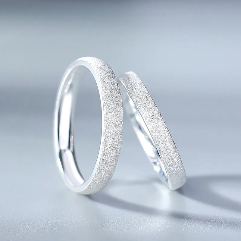 Engraved Frosted Simple Matching Wedding Bands