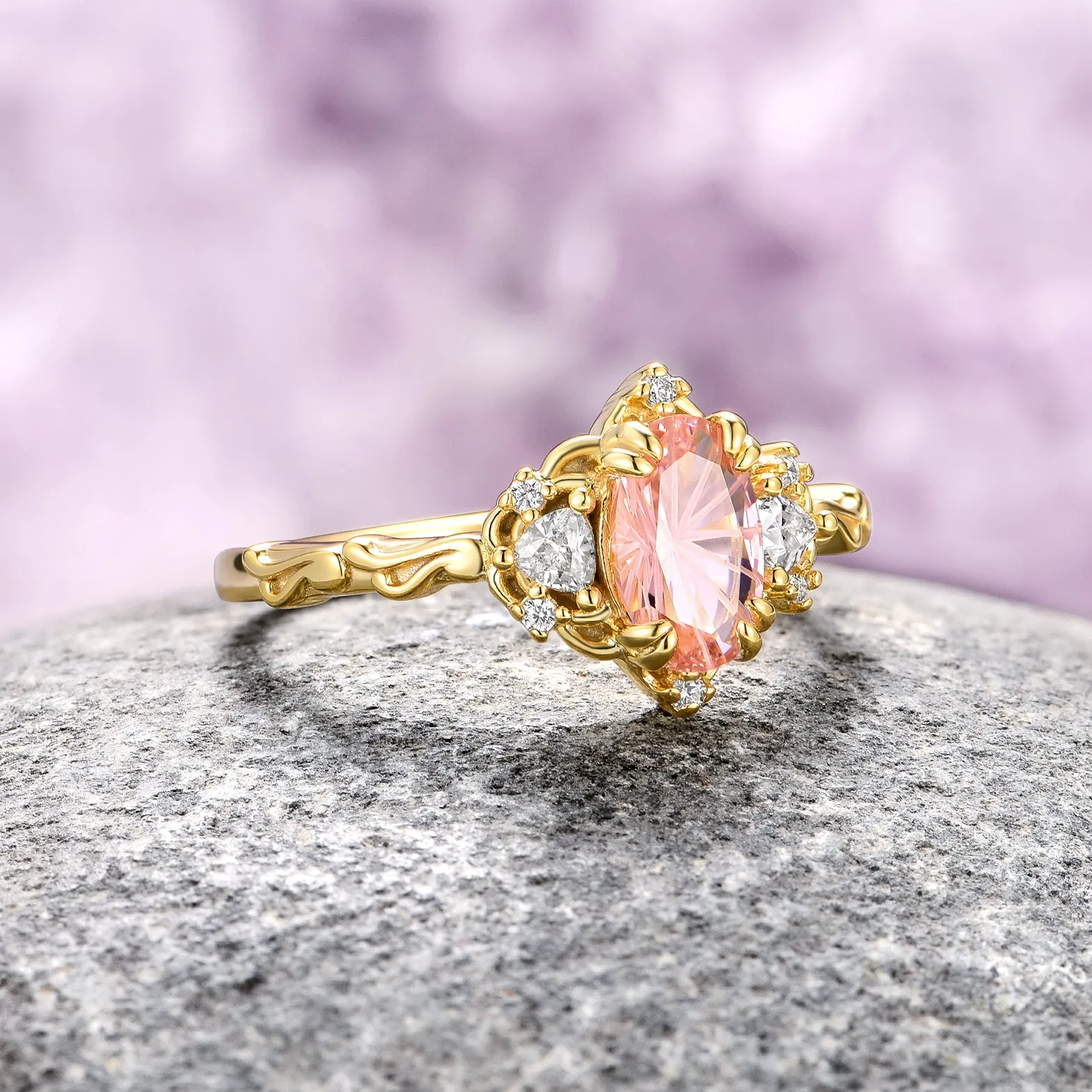 Esme Star Cut Morganite Ring- 14K Yellow Gold Vermeil