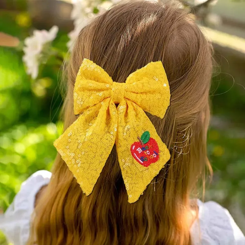 Fashion Back To School Large Bow Hair Clips Cute Sequin Hairpins Female Elegant Barrettes Girls Hair Accessories