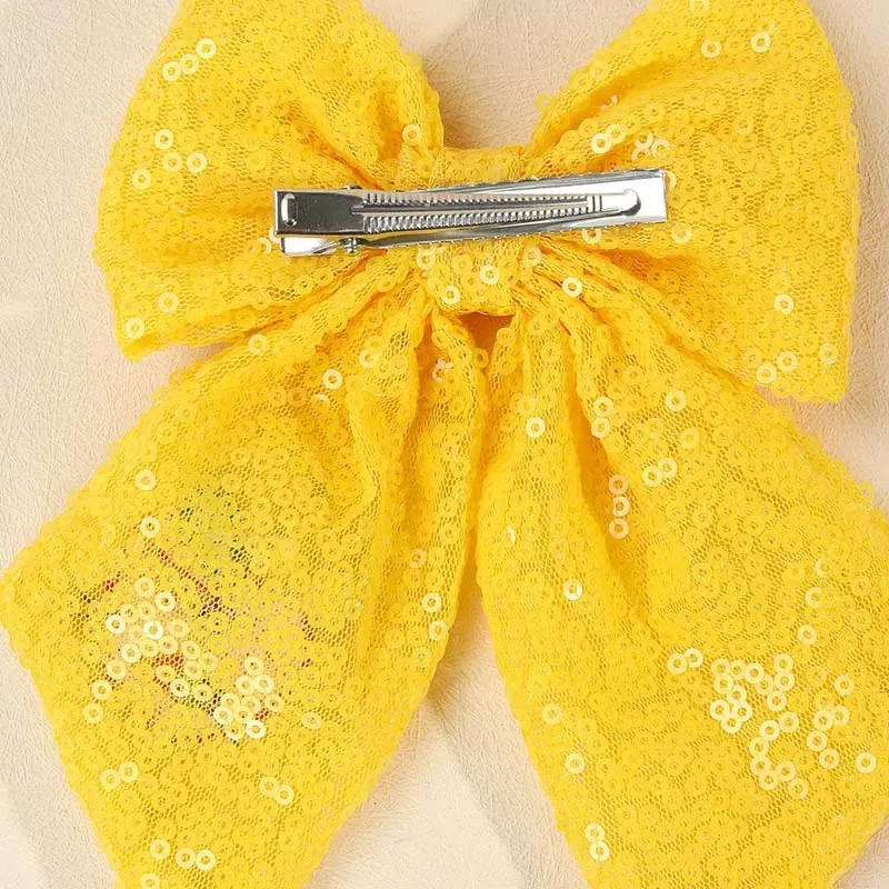 Fashion Back To School Large Bow Hair Clips Cute Sequin Hairpins Female Elegant Barrettes Girls Hair Accessories