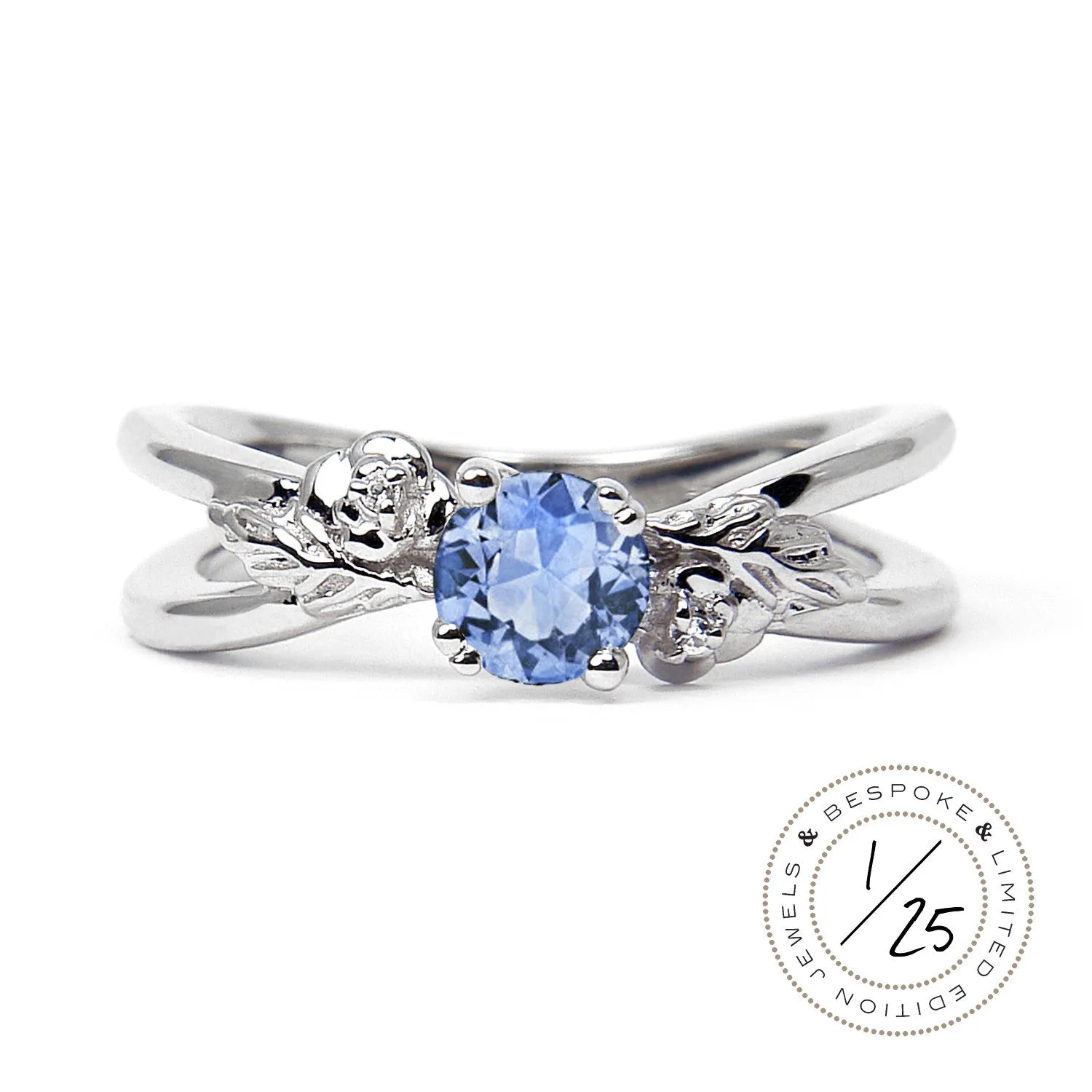 Foliage Ethical Blue Sapphire Gold Engagement Ring